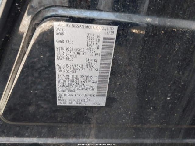 2019 NISSAN PATHFINDER SV 9
