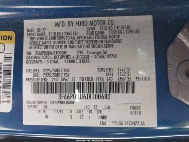 2018 FORD FUSION HYBRID S 9