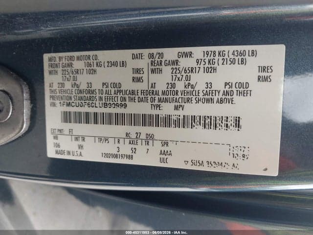 2020 FORD ESCAPE S 9