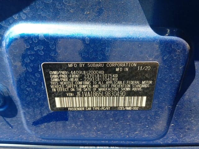 2020 SUBARU WRX PREMIUM 9