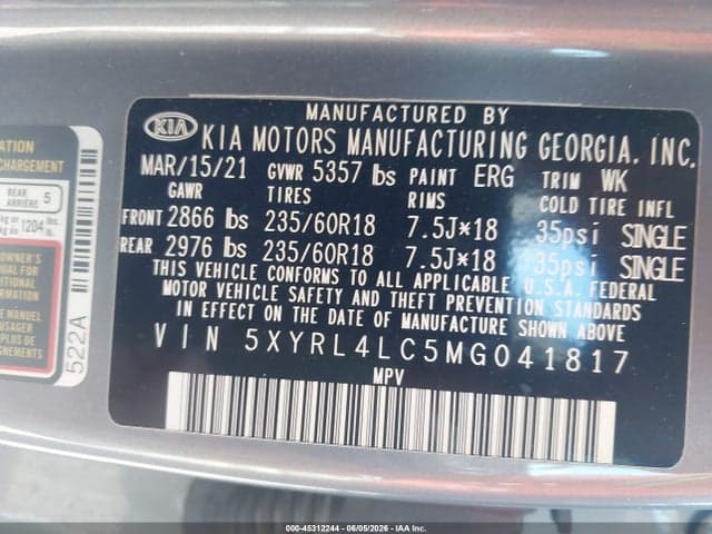 2021 KIA SORENTO S 9