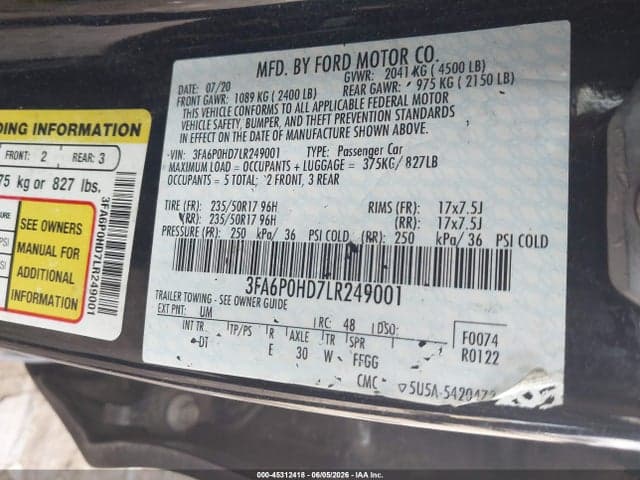 2020 FORD FUSION SE 9