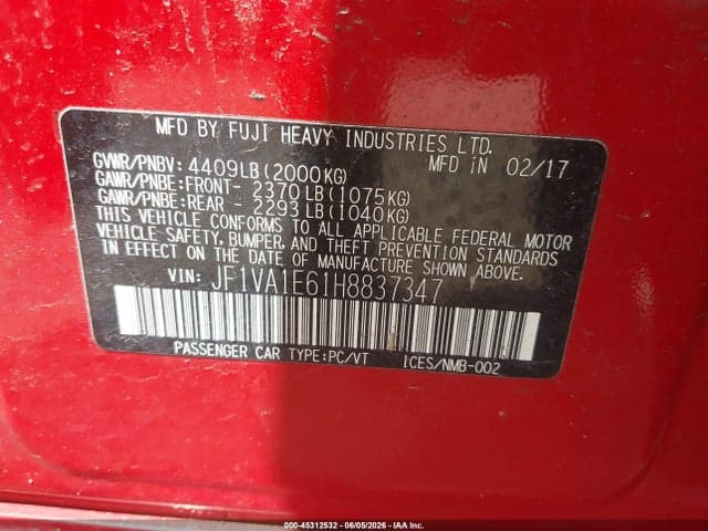 2017 SUBARU WRX PREMIUM 9