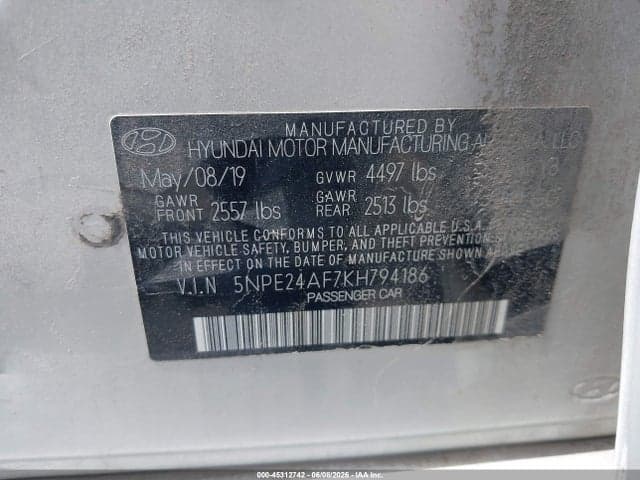 2019 HYUNDAI SONATA SE 9