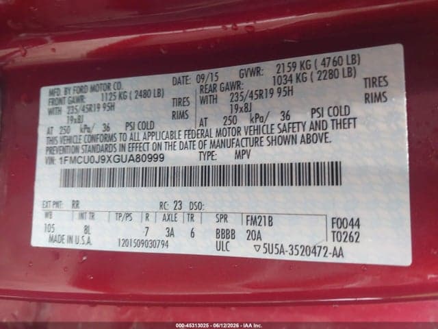 2016 FORD ESCAPE TITANIUM 9