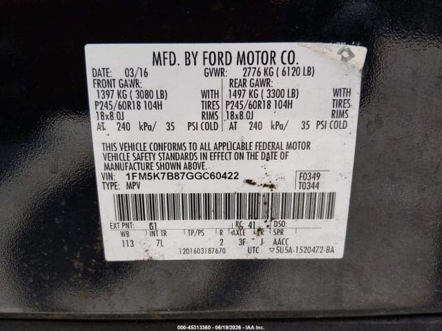 2016 FORD EXPLORER 9