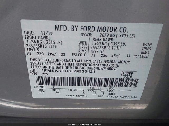 2020 FORD EXPLORER XLT 9