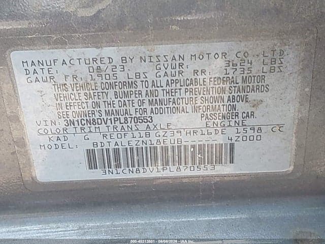 2023 NISSAN VERSA 1.6 S XTRONIC CVT 9