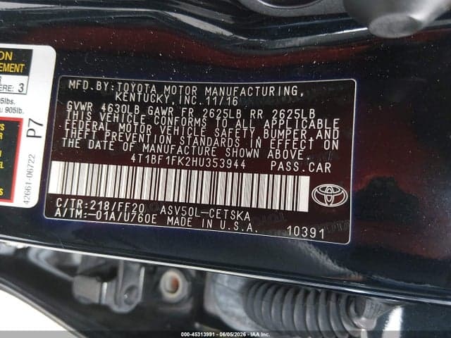 2017 TOYOTA CAMRY SE 9