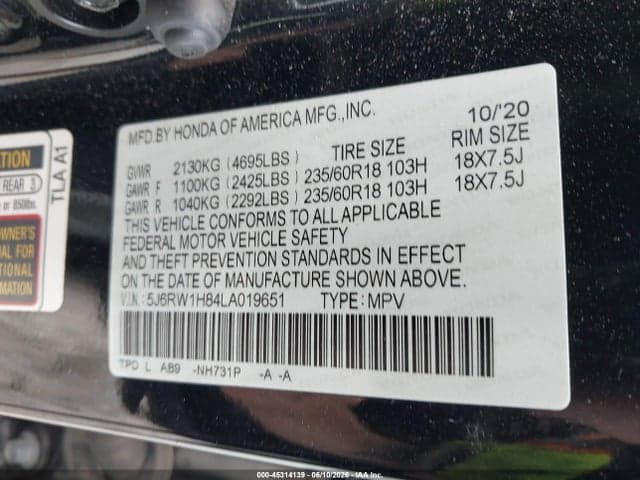 2020 HONDA CR-V 2WD EX-L 9
