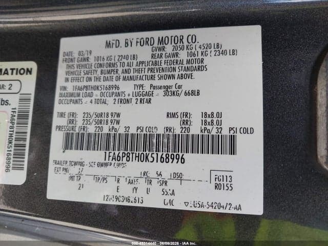 2019 FORD MUSTANG ECOBOOST 9