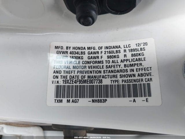 2021 HONDA INSIGHT TOURING 9