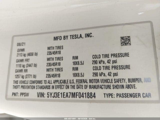 2021 TESLA MODEL 3 STANDARD RANGE PLUS REAR-WHEEL DRIVE 9