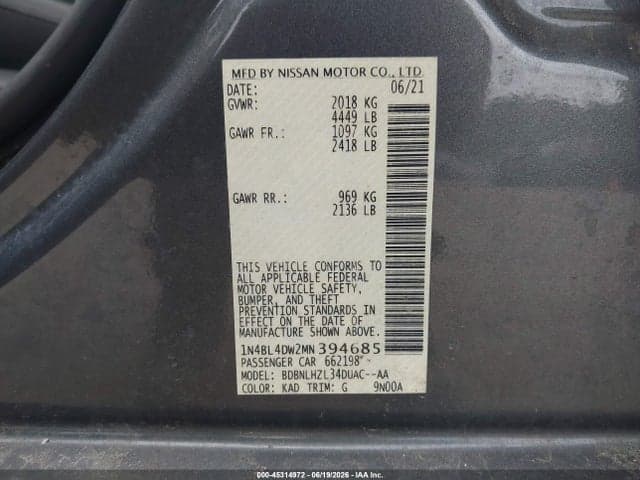 2021 NISSAN ALTIMA SV INTELLIGENT AWD 9