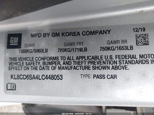 2020 CHEVROLET SPARK FWD 1LT AUTOMATIC 9
