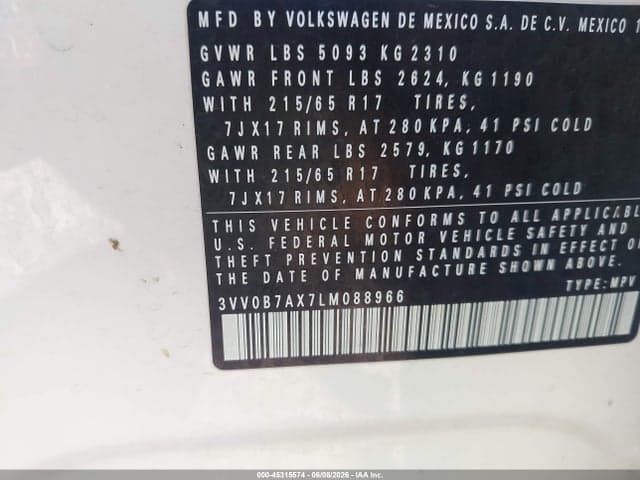 2020 VOLKSWAGEN TIGUAN 2.0T S 9