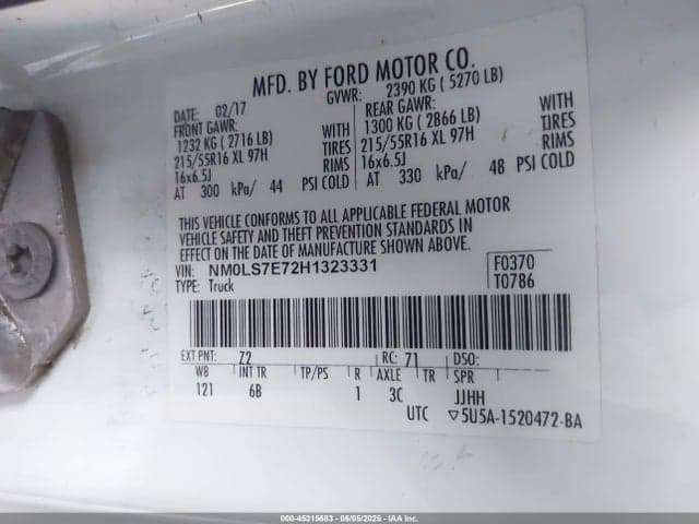 2017 FORD TRANSIT CONNECT XL 9