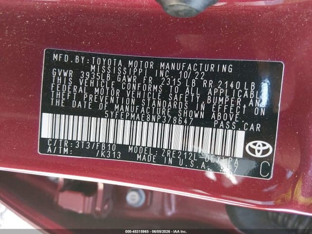 2022 TOYOTA COROLLA LE 9