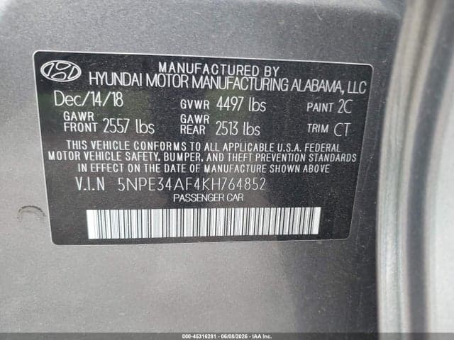 2019 HYUNDAI SONATA SEL 9