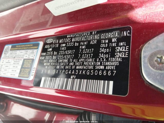 2019 KIA SORENTO 2.4L LX 10