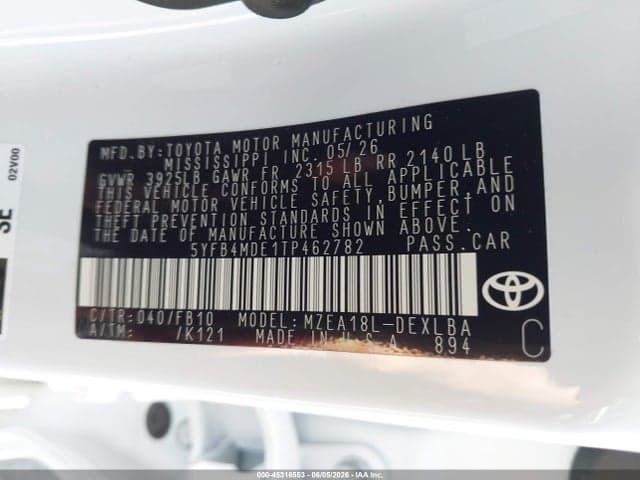 2026 TOYOTA COROLLA LE 9