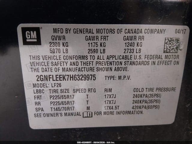 2017 CHEVROLET EQUINOX LS 9