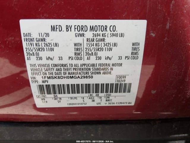 2021 FORD EXPLORER XLT 9