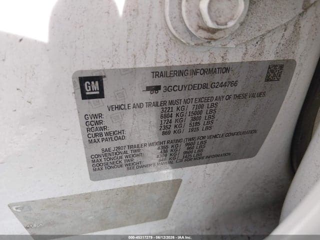 2020 CHEVROLET SILVERADO 1500 4WD SHORT BED LT 9