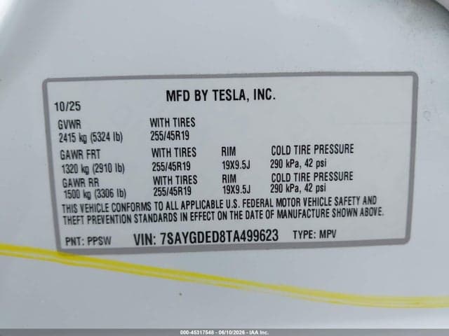 2026 TESLA MODEL Y PREMIUM REAR-WHEEL DRIVE/REAR-WHEEL DRIVE 9