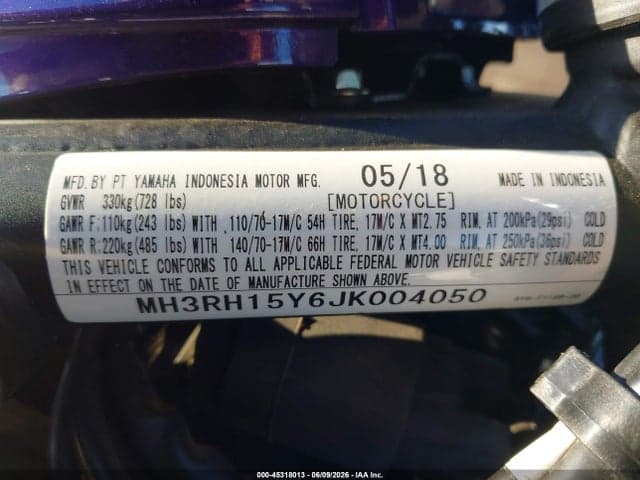 2018 YAMAHA YZFR3 A 10