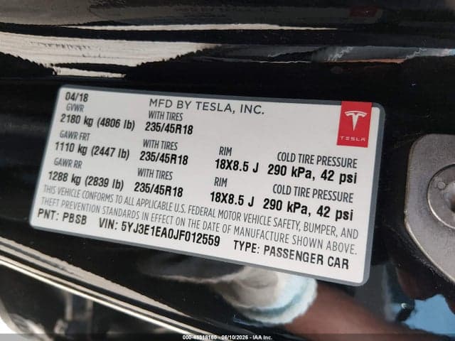 2018 TESLA MODEL 3 LONG RANGE/MID RANGE 9
