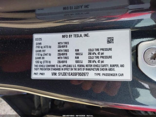 2025 TESLA MODEL 3 LONG RANGE REAR-WHEEL DRIVE/STANDARD REAR-WHEEL DRIVE 9