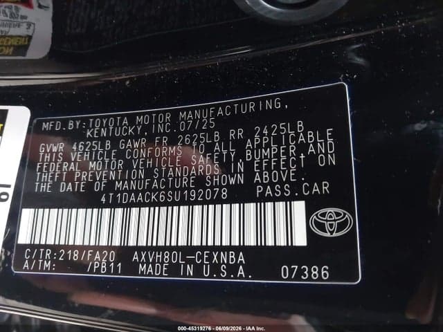 2025 TOYOTA CAMRY LE 9