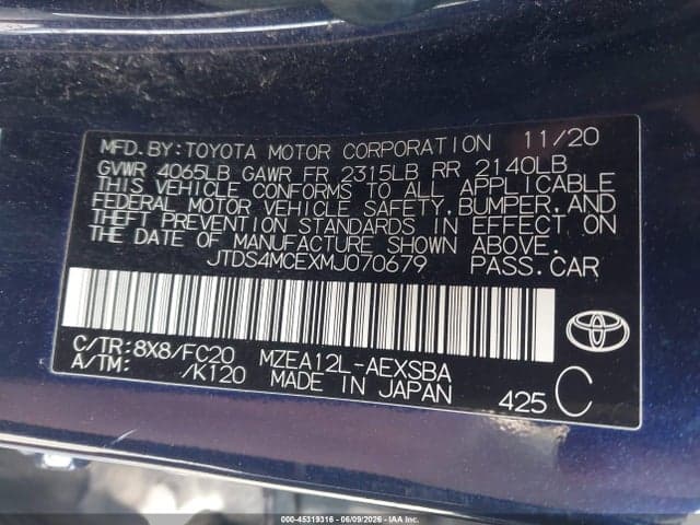 2021 TOYOTA COROLLA SE 9