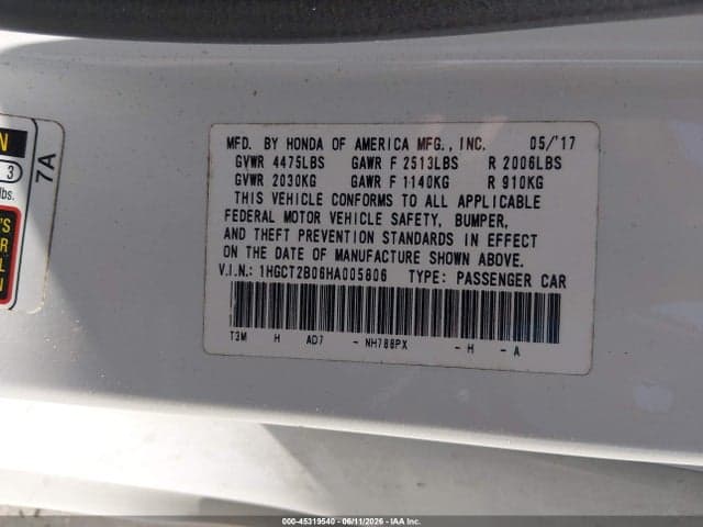 2017 HONDA ACCORD TOURING V6 9