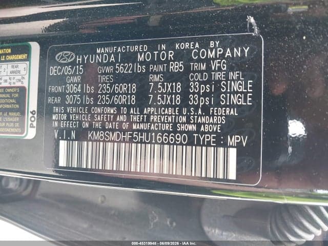 2017 HYUNDAI SANTA FE SE 9