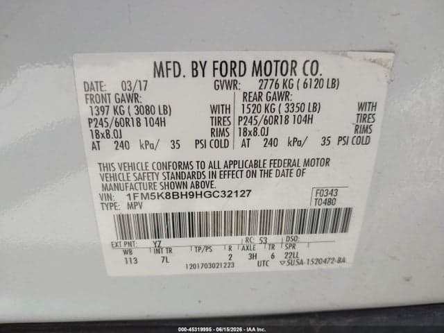 2017 FORD EXPLORER 9