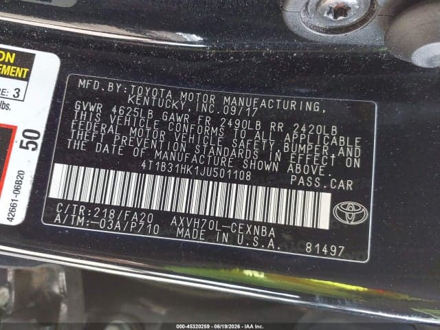 2018 TOYOTA CAMRY HYBRID LE 9