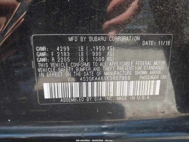 2019 SUBARU IMPREZA 2.0I 9