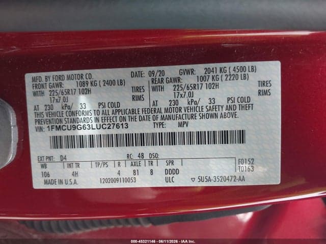 2020 FORD ESCAPE SE 9