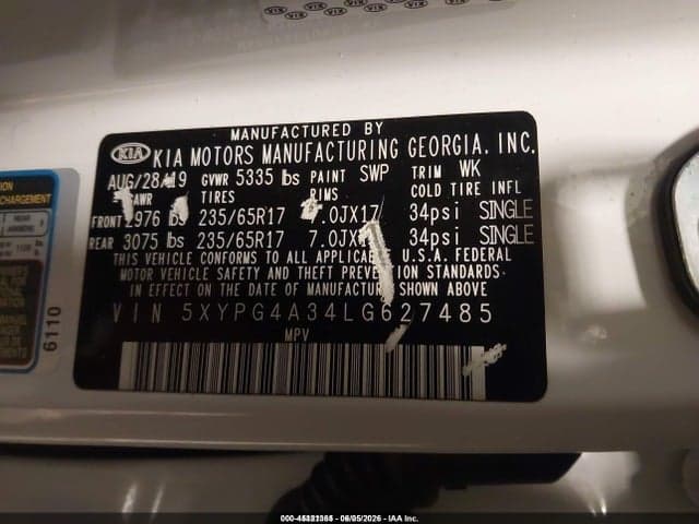 2020 KIA SORENTO 2.4L LX 9
