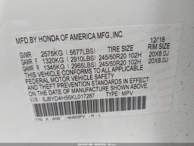 2019 ACURA MDX TECH PKG 9
