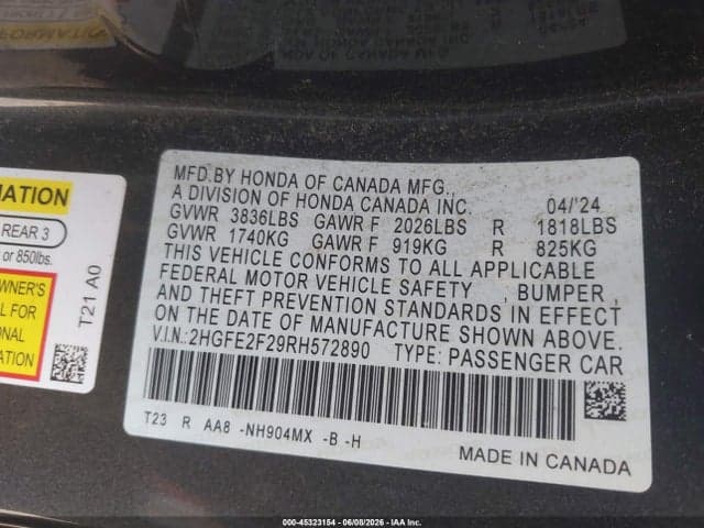 2024 HONDA CIVIC LX 9