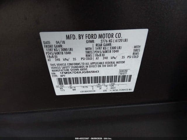 2018 FORD EXPLORER XLT 9