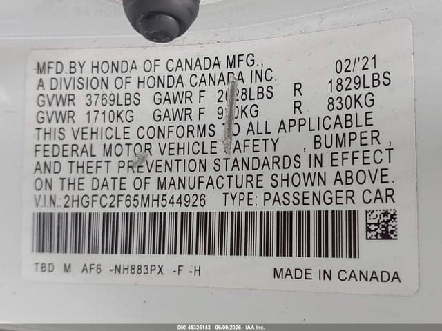 2021 HONDA CIVIC LX 9