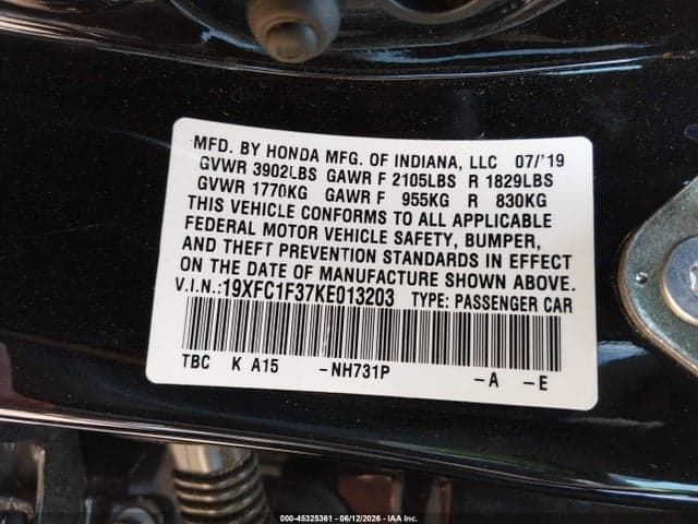 2019 HONDA CIVIC EX 9