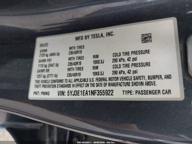 2022 TESLA MODEL 3 REAR-WHEEL DRIVE 9