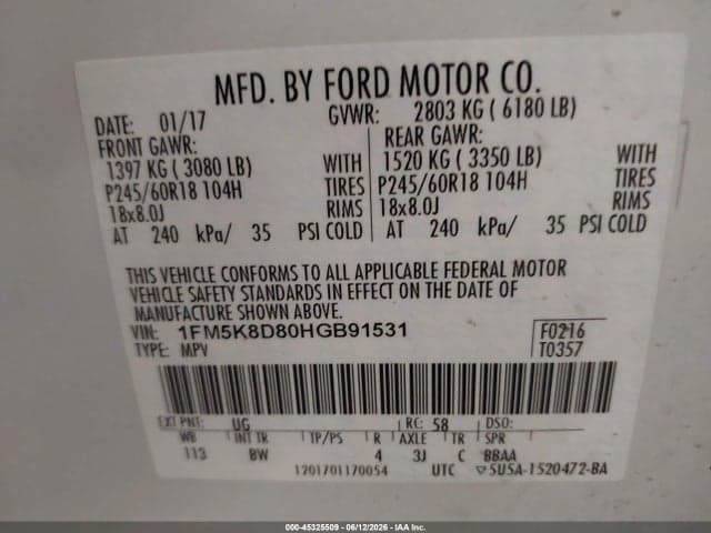 2017 FORD EXPLORER XLT 9