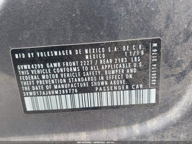 2017 VOLKSWAGEN JETTA 1.8T SPORT 9