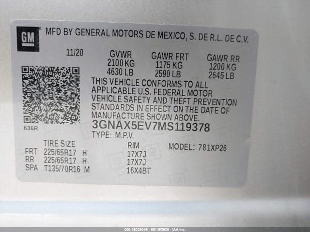 2021 CHEVROLET EQUINOX AWD 1FL 9